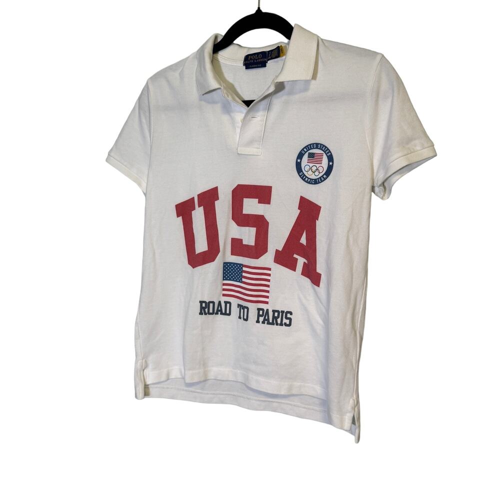 Polo Ralph Lauren Women's White Classic Fit USA Olympic Team Polo Shirts Small